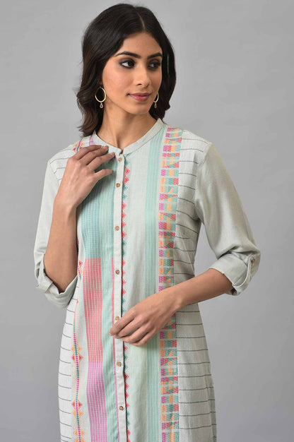 W for Woman Light Blue Dobby kurta