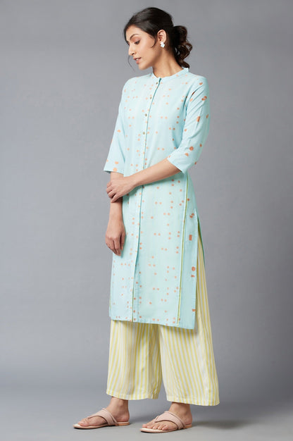 W for Woman Light Blue Straight Dobby kurta