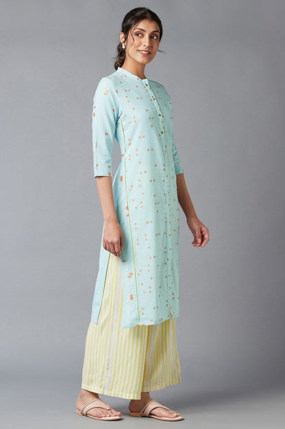 W for Woman Light Blue Straight Dobby kurta