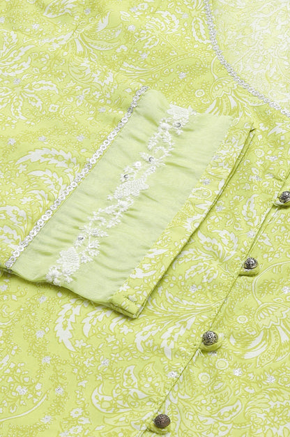 W for Woman Yellow Floral Printed Pure Cotton A-Line Kurta