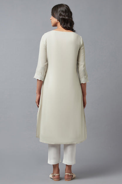 W for Woman Grey Printed A-Line kurta