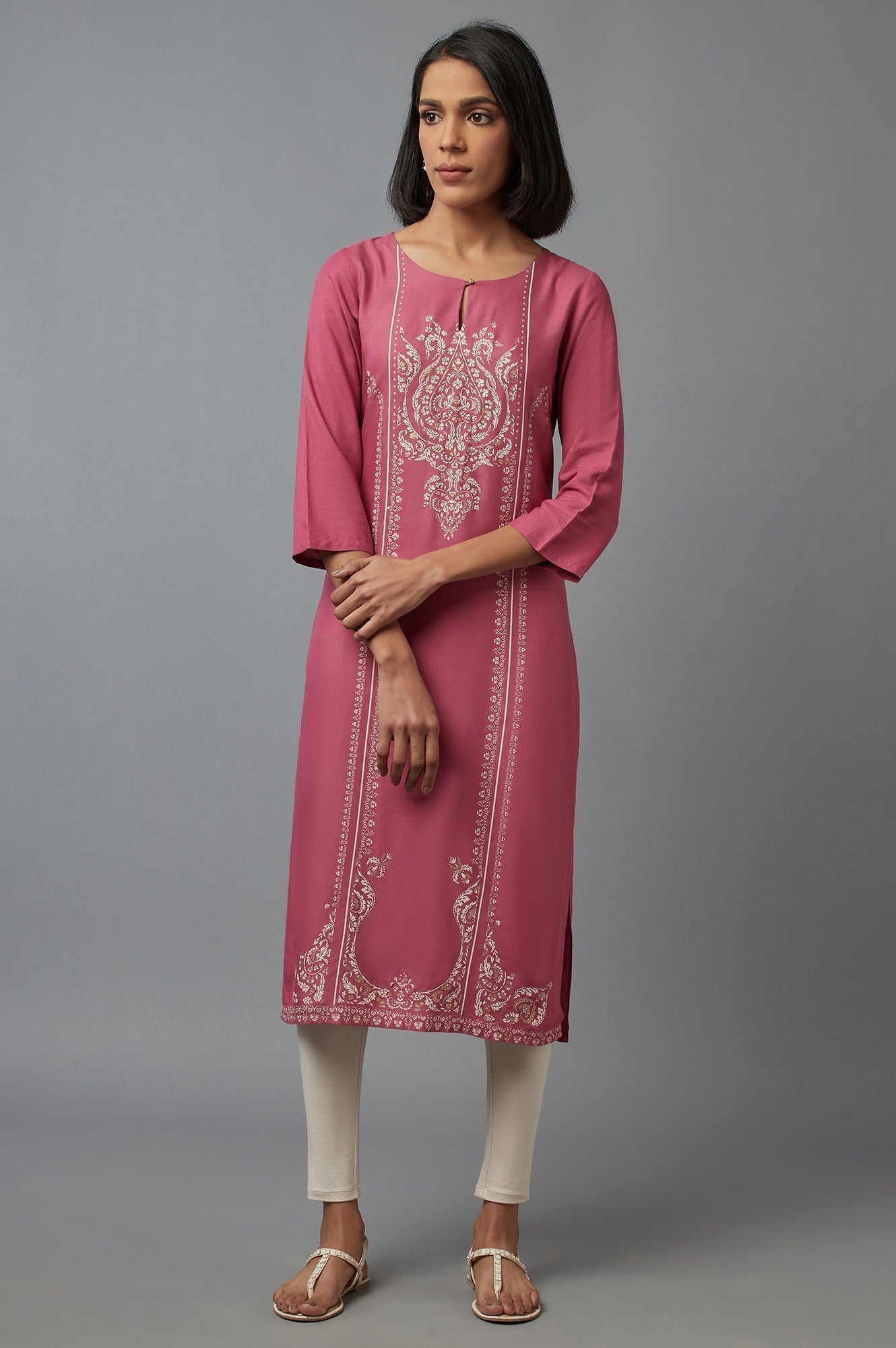 W for Woman Pink Sequin kurta
