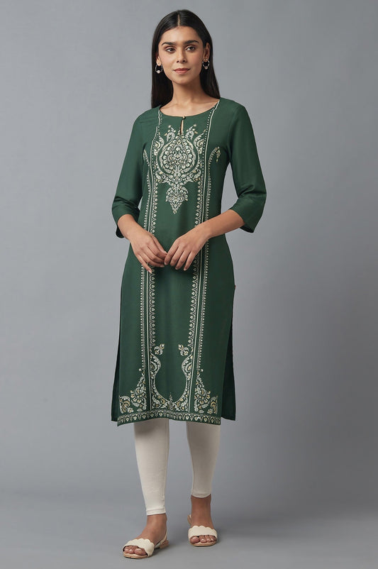 W for Woman Green Sequin kurta