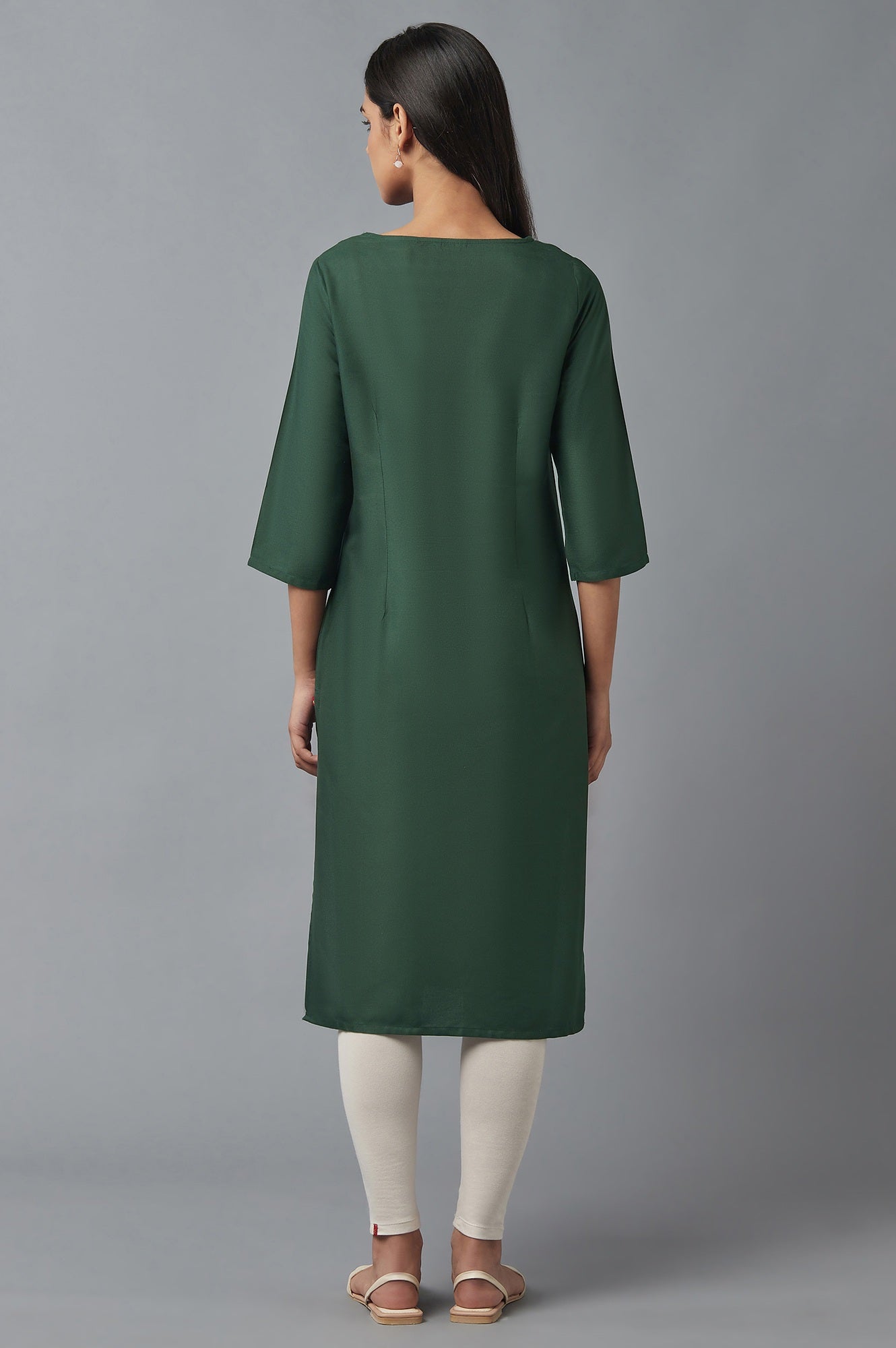 W for Woman Green Sequin kurta
