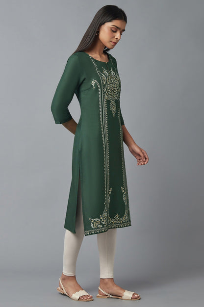 W for Woman Green Sequin kurta
