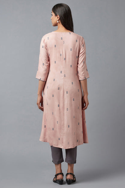 W for Woman Salmon Pink A-Line kurta