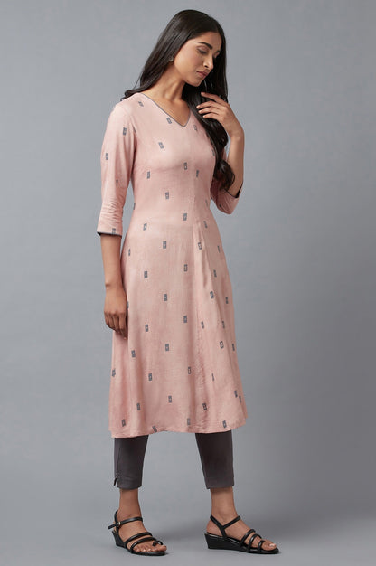 W for Woman Salmon Pink A-Line kurta