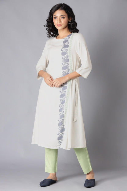 W for Woman White Printed A-Line kurta