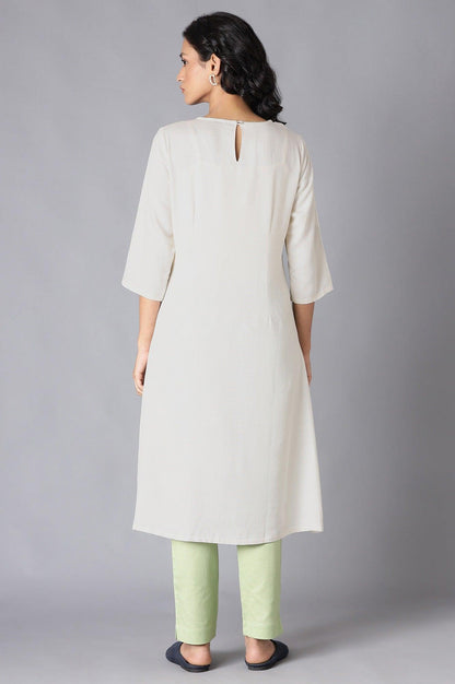 W for Woman White Printed A-Line kurta