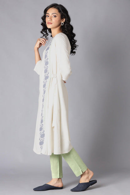 W for Woman White Printed A-Line kurta