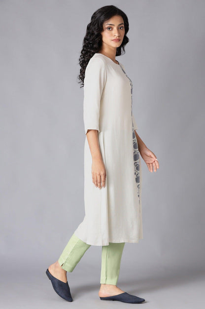 W for Woman White Printed A-Line kurta