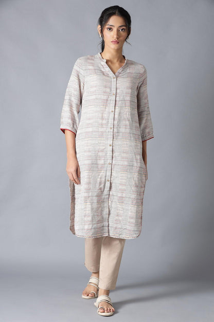 W for Woman Pristine White Dobby Straight kurta
