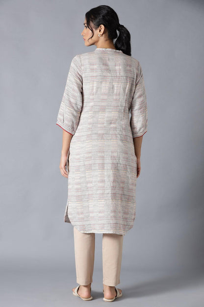 W for Woman Pristine White Dobby Straight kurta