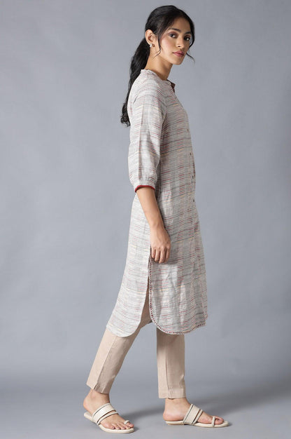 W for Woman Pristine White Dobby Straight kurta