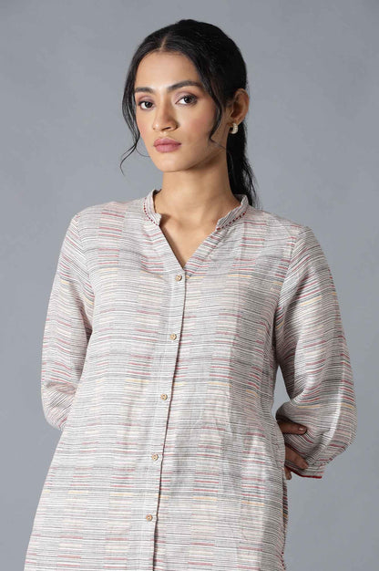 W for Woman Pristine White Dobby Straight kurta