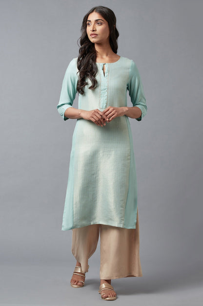 W for Woman Blue Jacquard Sequined kurta