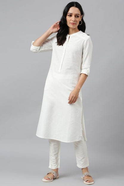 W for Woman Ecru Half Placket Shirt kurta