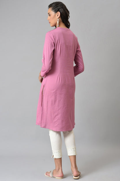 W for Woman Pink Half Placket Shirt kurta