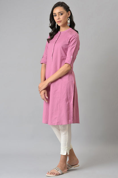 W for Woman Pink Half Placket Shirt kurta