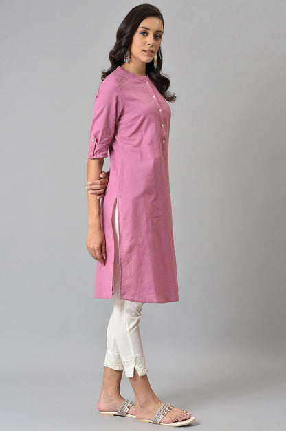W for Woman Pink Half Placket Shirt kurta