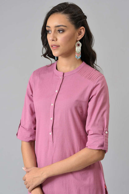 W for Woman Pink Half Placket Shirt kurta