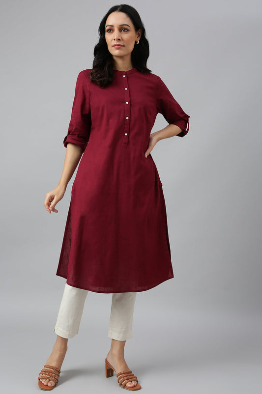W for Woman Red Half Placket Shirt kurta