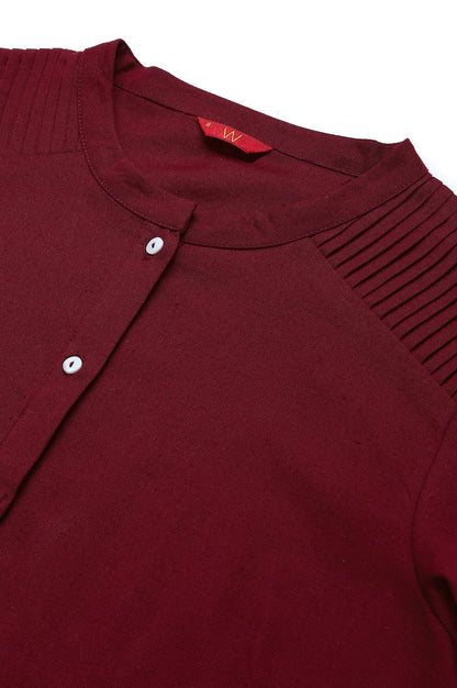 W for Woman Red Half Placket Shirt kurta