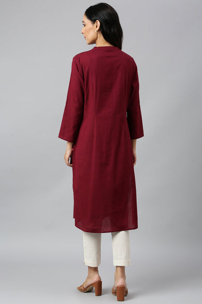 W for Woman Red Half Placket Shirt kurta