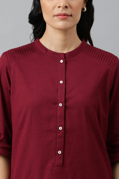 W for Woman Red Half Placket Shirt kurta