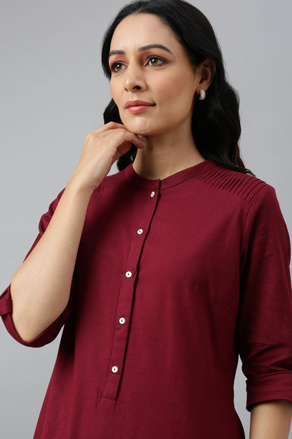 W for Woman Red Half Placket Shirt kurta
