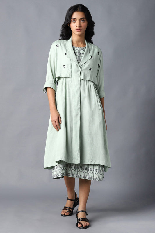 W for Woman Pistachio Green Embroidered Jacket