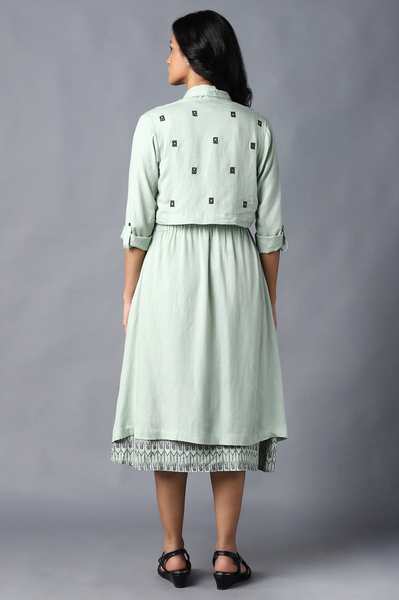 W for Woman Pistachio Green Embroidered Jacket