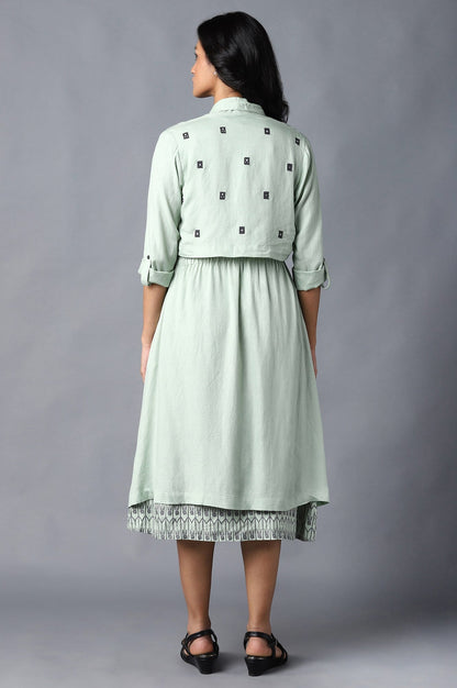 W for Woman Pistachio Green Embroidered Jacket