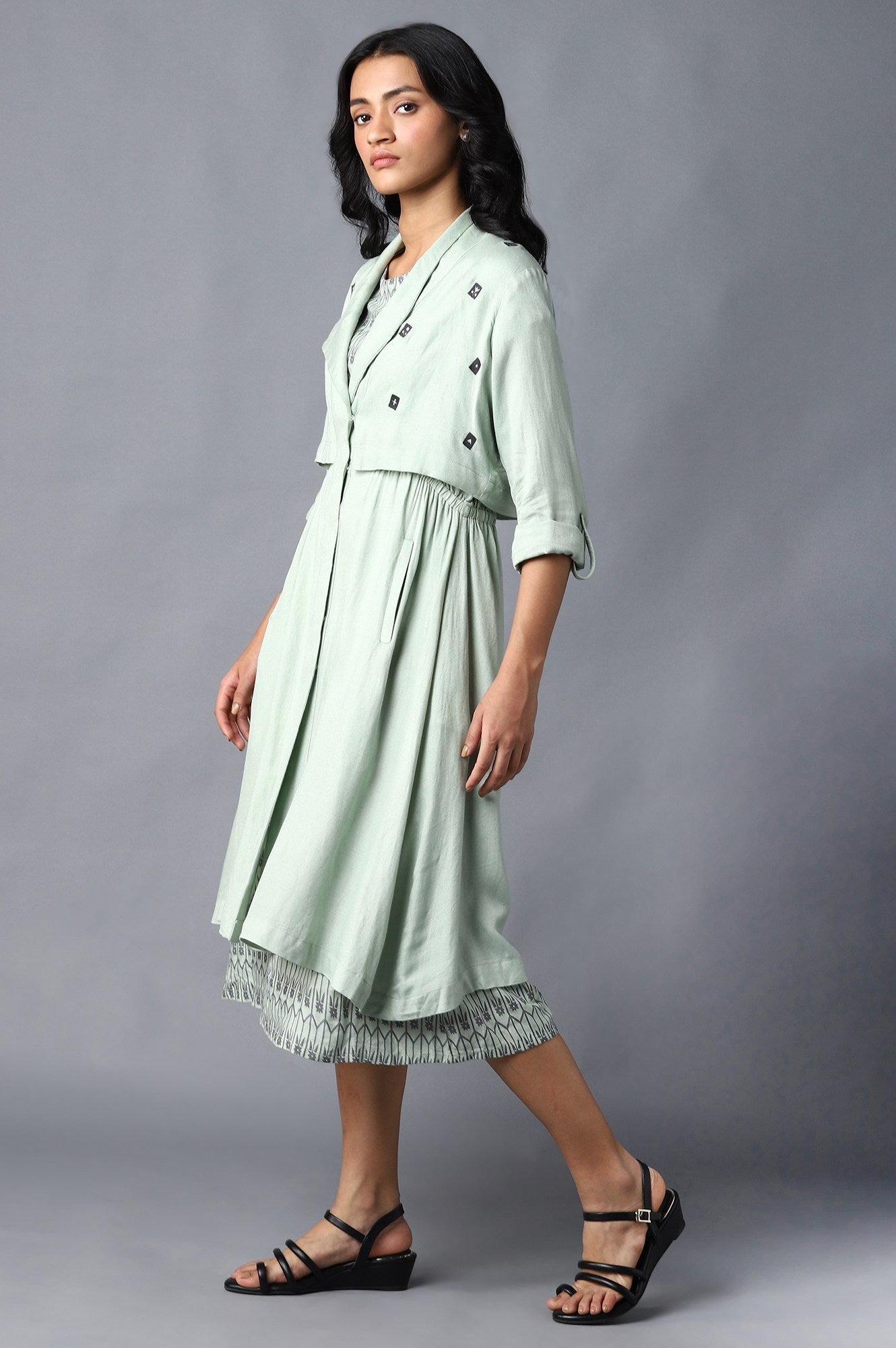 W for Woman Pistachio Green Embroidered Jacket