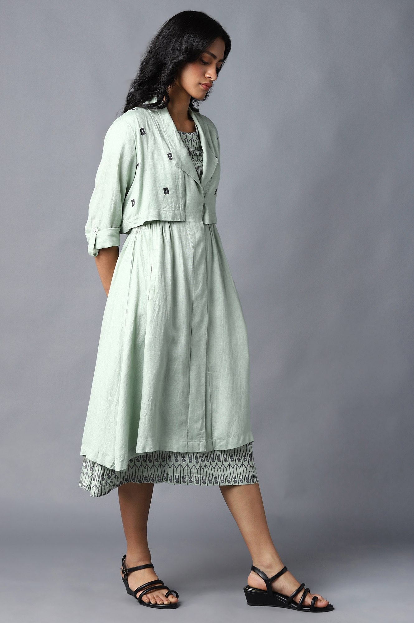 W for Woman Pistachio Green Embroidered Jacket