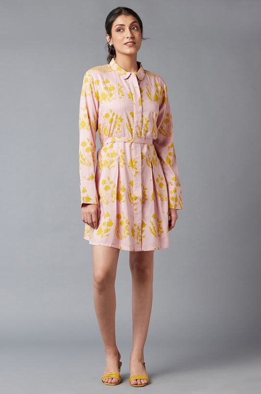 W for Woman Pink And Yellow Floral Shirt Tunic