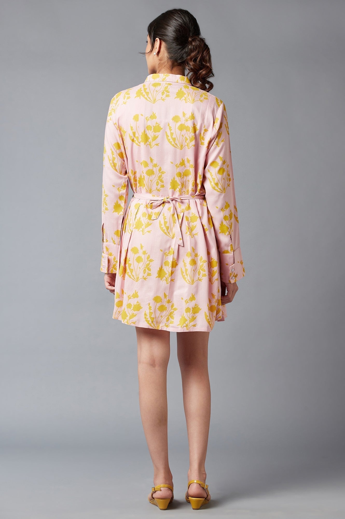W for Woman Pink And Yellow Floral Shirt Tunic