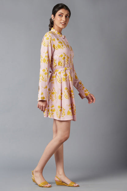 W for Woman Pink And Yellow Floral Shirt Tunic