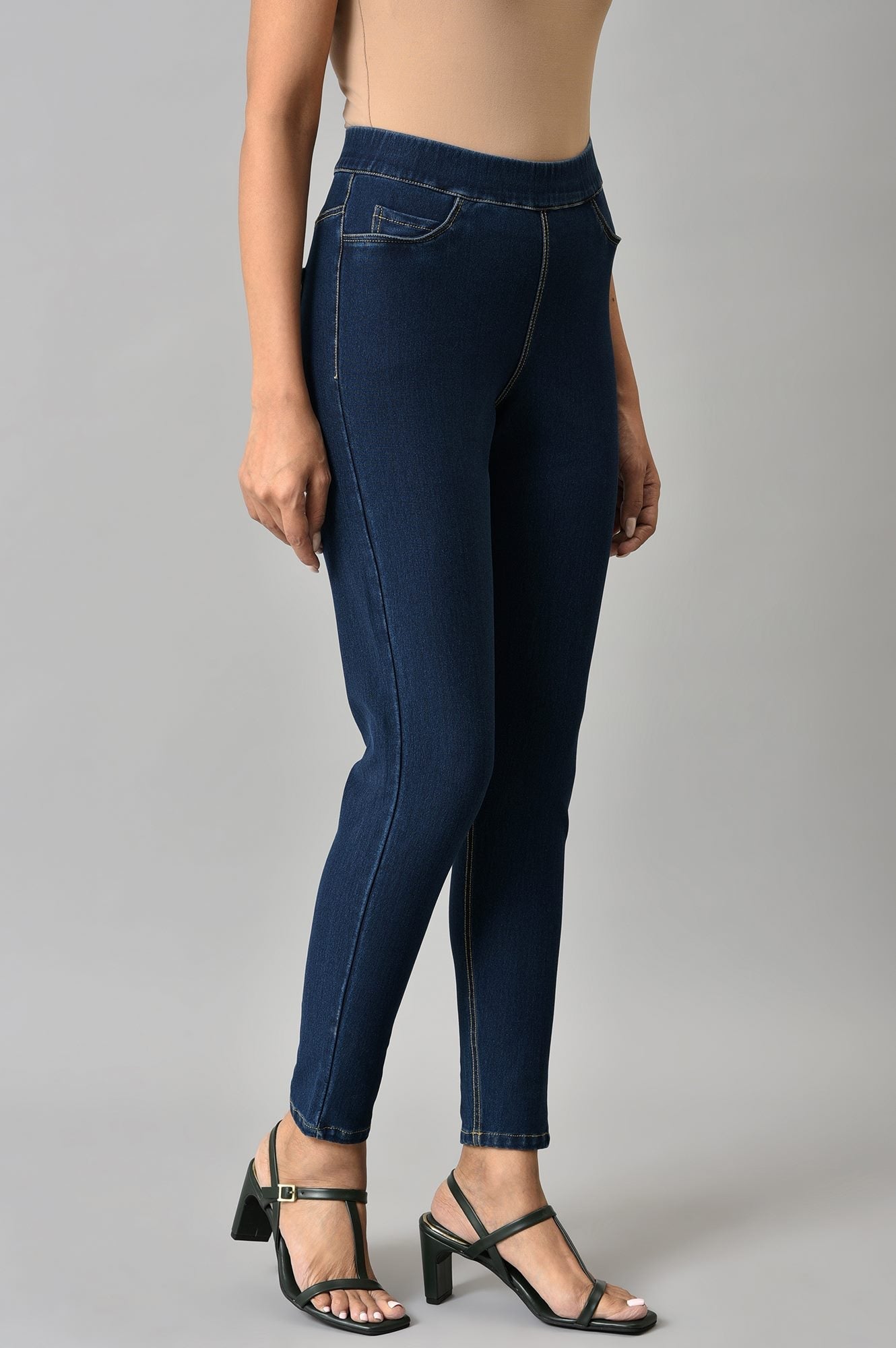 W for Woman Navy Blue Denim Jeggings