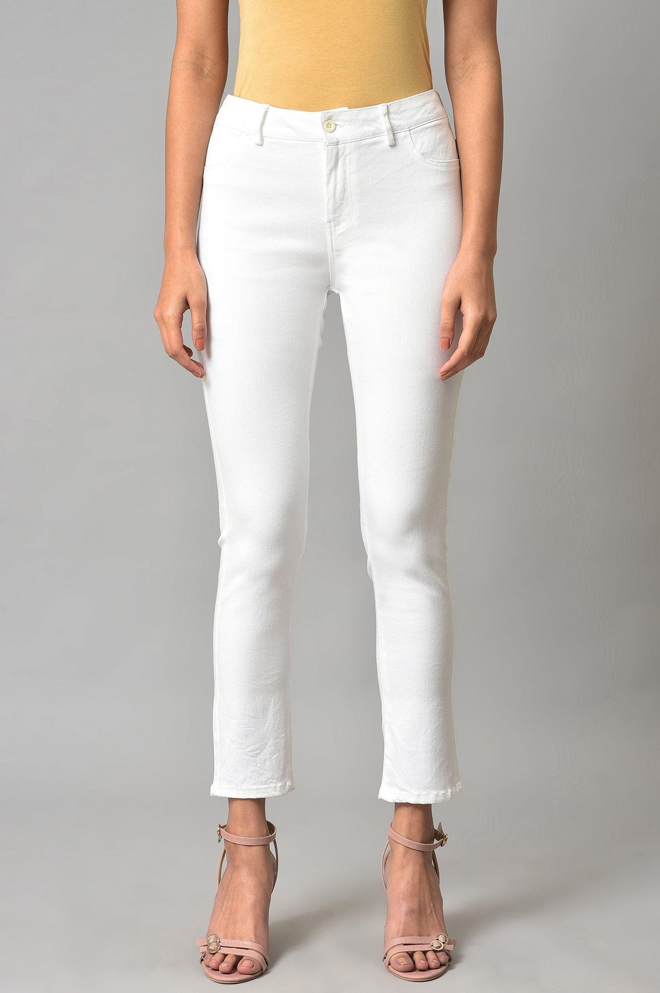 W for Woman White Denim Casual Jeggings