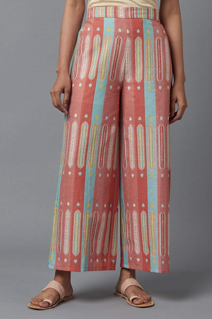 W for Woman Orange Printed Parallel Pants