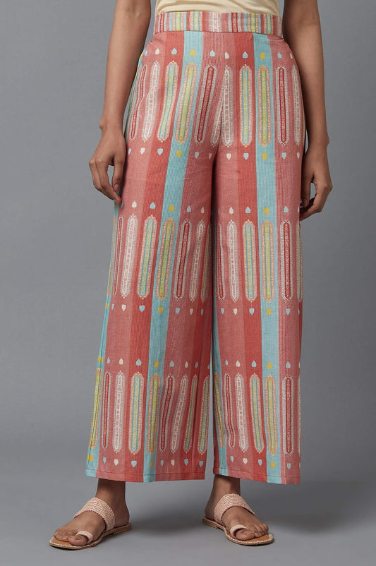 W for Woman Orange Printed Parallel Pants