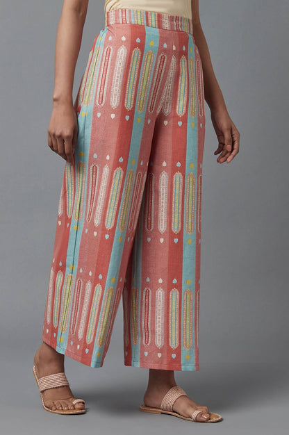 W for Woman Orange Printed Parallel Pants