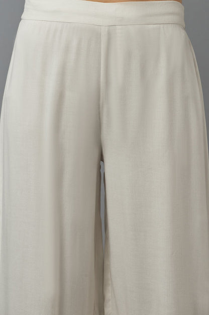 W for Woman Ecru Embroidered Parallel Pants