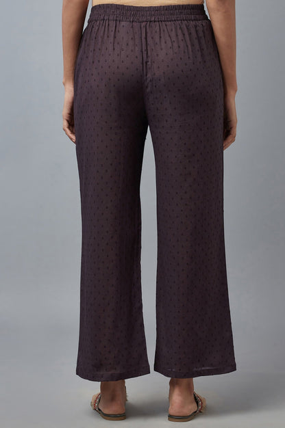 W for Woman Dark Brown Printed Coins Rayon A-Line Kurta and Parallel Pant Set