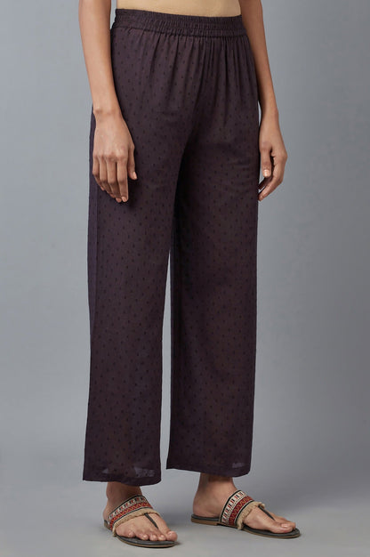 W for Woman Dark Brown Printed Coins Rayon A-Line Kurta and Parallel Pant Set