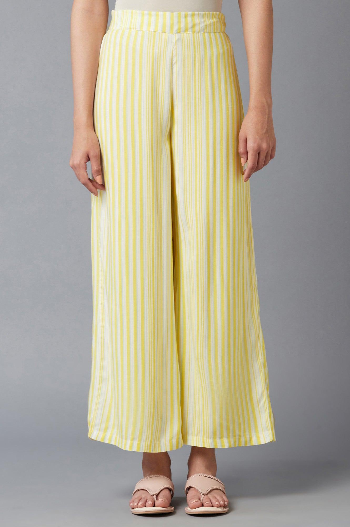 W for Woman Yellow Solid Parallel Pants