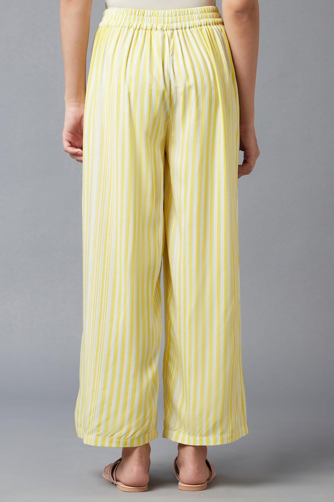 W for Woman Yellow Solid Parallel Pants