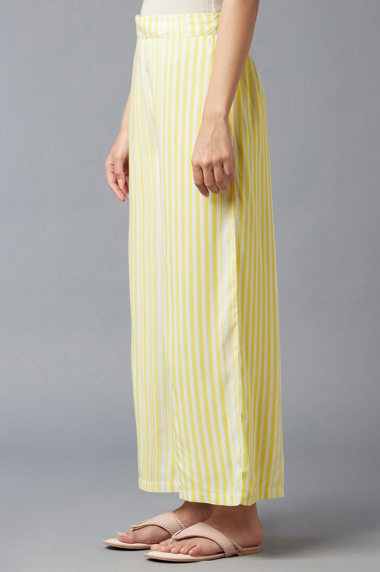 W for Woman Yellow Solid Parallel Pants