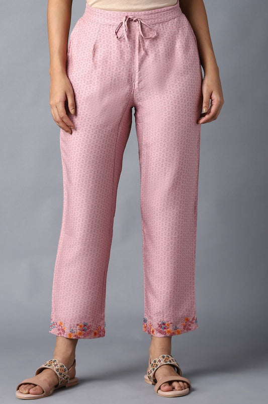 W for Woman Nectar Pink Floral Printed Straight Pants